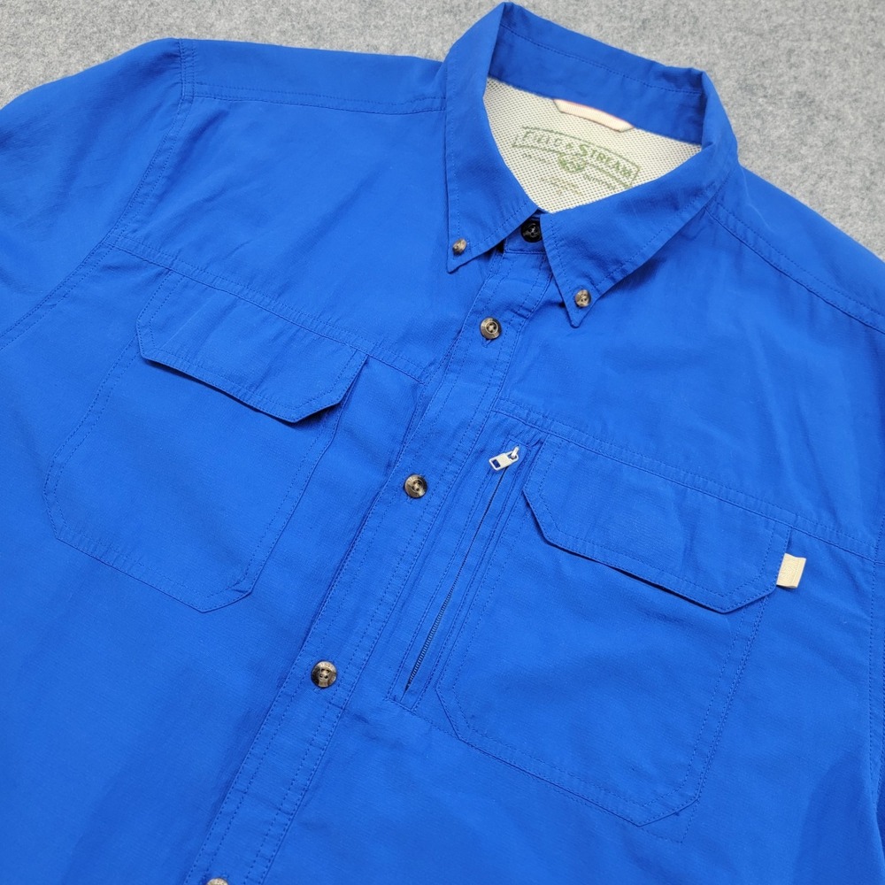 Field & Stream Mens Large Blue Fishing Vented Short Sleeve Button Up Shirt